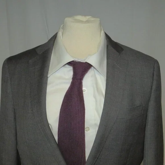 J. Crew Ludlow Tollegno Gray Weave Two Button Suit 36S